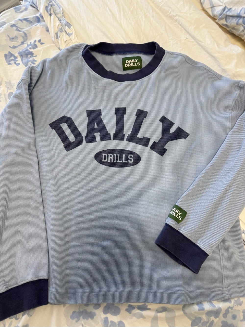 Daily Drills Light Blue Thermal Top with Navy Logo
